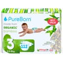 PureBorn Eco Organic bamboeluiers, Maat 3 (5,5-8 kg), 112 luiers, hypoallergeen, ultrazacht, milieuvriendelijk, assorti print, natheidsindicator