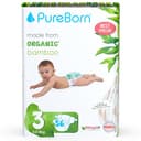 PureBorn Eco Organic bamboeluiers, maat 3 (5,5-8 kg), 56 stuks, hypoallergeen, ultrazacht, milieuvriendelijk, assorti print, natheidsindicator
