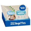 TIDOO - Reinigingsdoekjes met zuiver water - Zachte en zeer resistente babydoekjes - Composteerbare reinigingsdoekjes zonder allergenen - Babyverzorging voor normale en gevoelige huid - 4 x 58 stuks