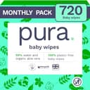 Pura Babydoekjes (10 Verpakkingen van 70 Doekjes, 700 Doekjes), 100% Plasticvrij