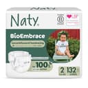 Naty BioEmbrace Baby Luiers | Gecertificeerd huidveilig | Tot 100% lekvrij | Plantaardige zachtheid | Chloorvrij | Maat 2 (3–6 kg), 132 stuks