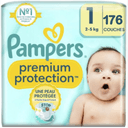 Pampers Premium Protection – Maat 1 – 176 Luiers (2-5KG) – Voordeelverpakking